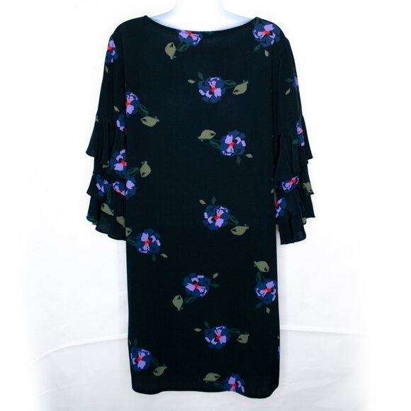Sanctuary Dark Floral Shift Dress Womens S Small Black Ruffle Sleeve Casual N14X - Picture 3 of 5